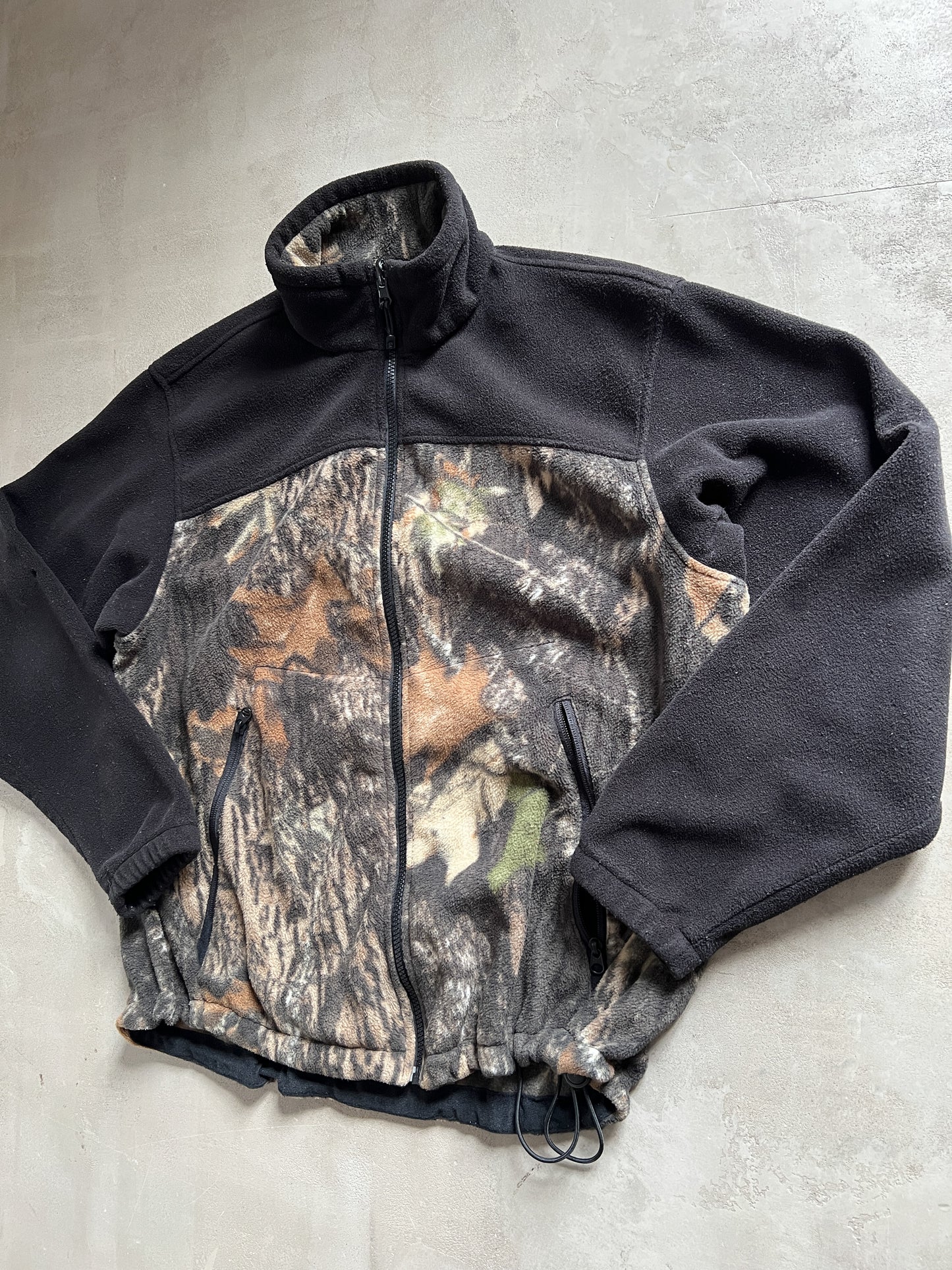 BLACK/CAMO FLEECE JACKET - 2000S - L