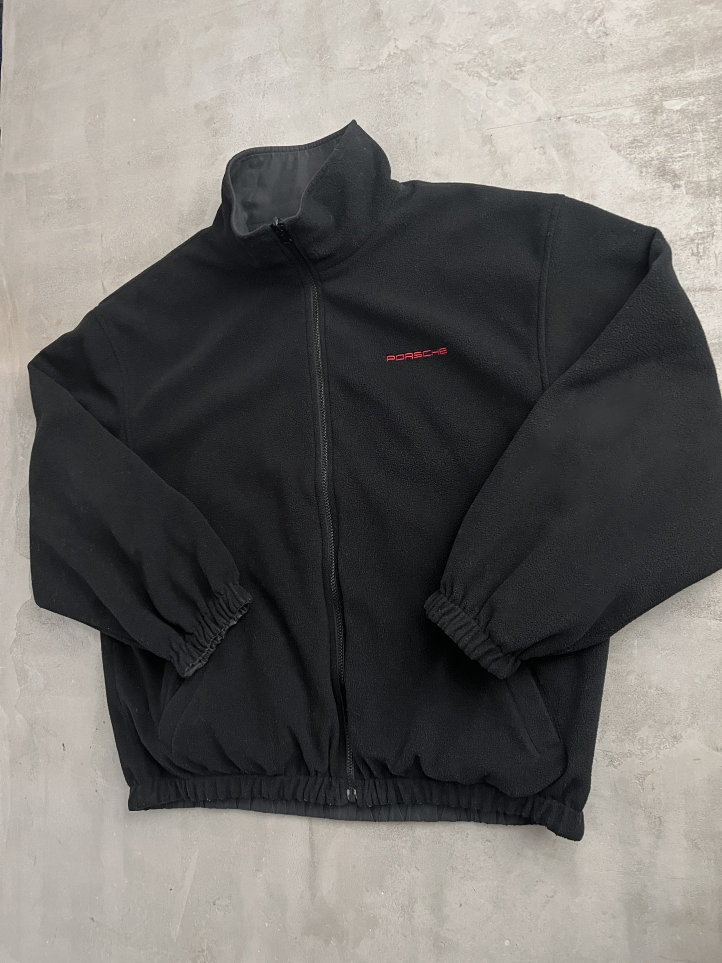BLACK PORSCHE 2 SIDE REVERSIBLE JACKET - 1990S - L/XL
