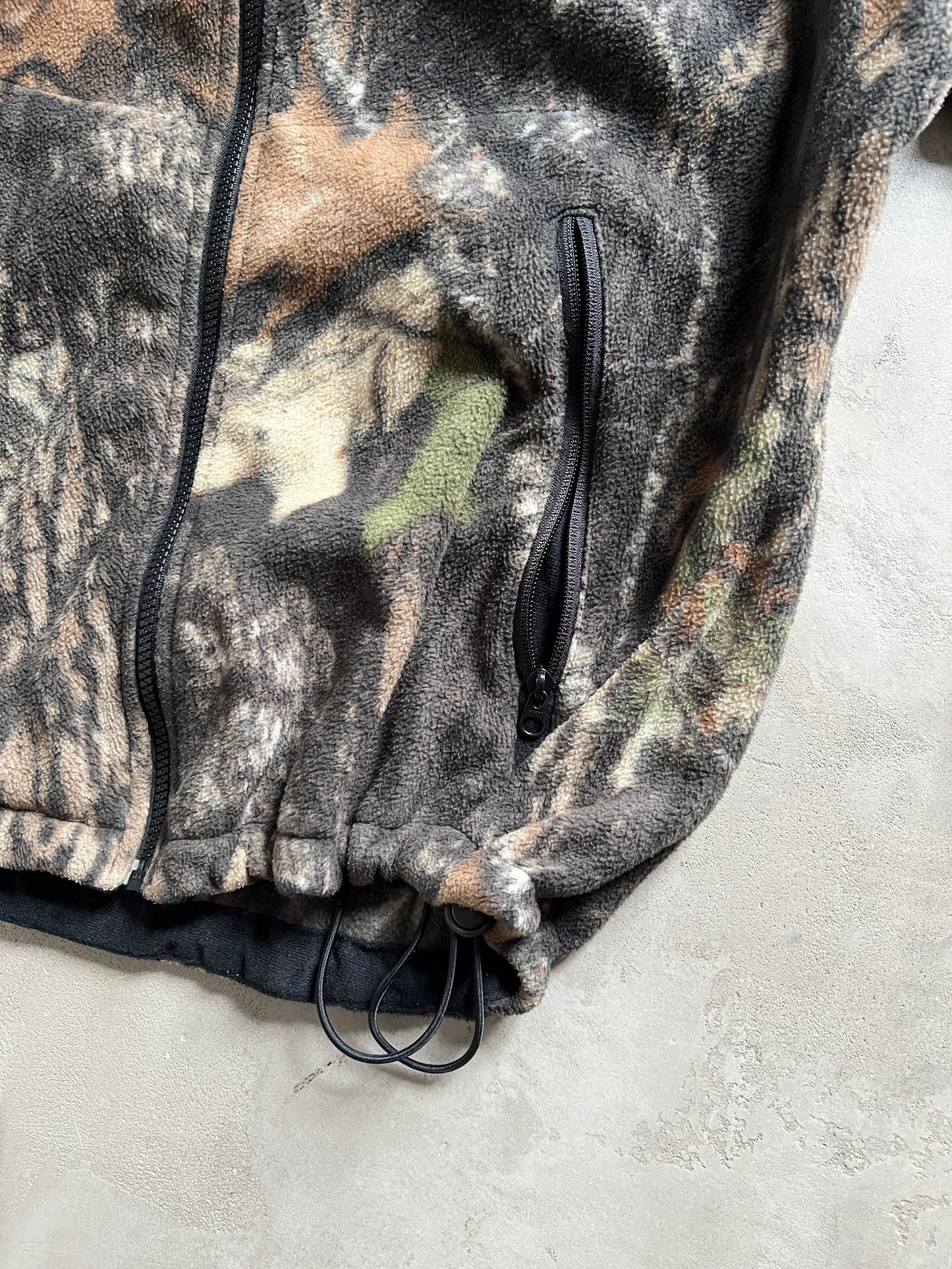BLACK/CAMO FLEECE JACKET - 2000S - L