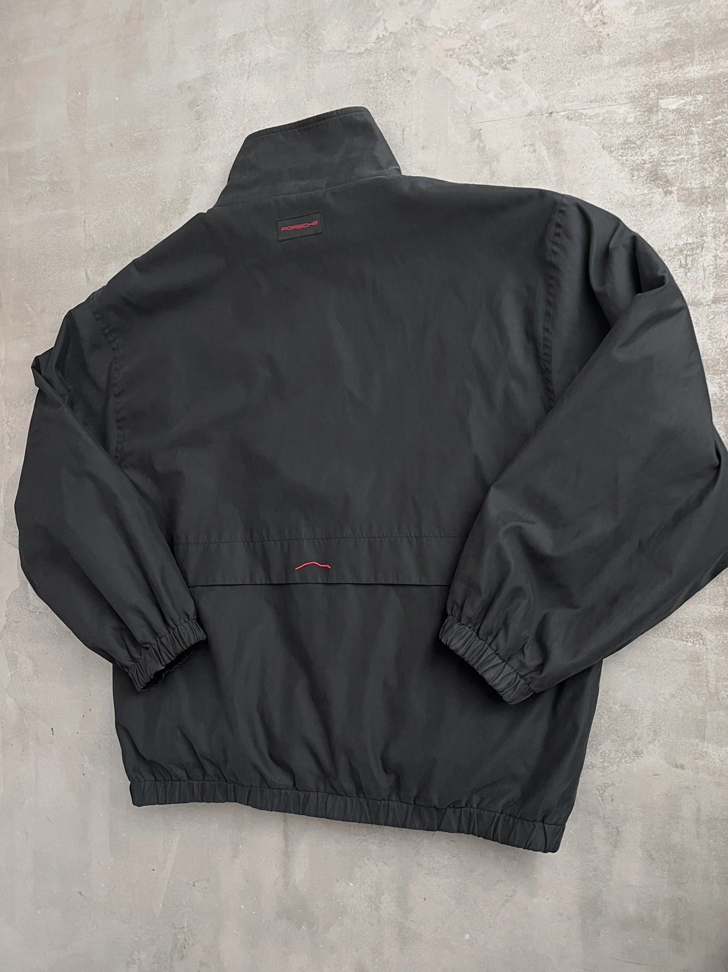 BLACK PORSCHE 2 SIDE REVERSIBLE JACKET - 1990S - L/XL