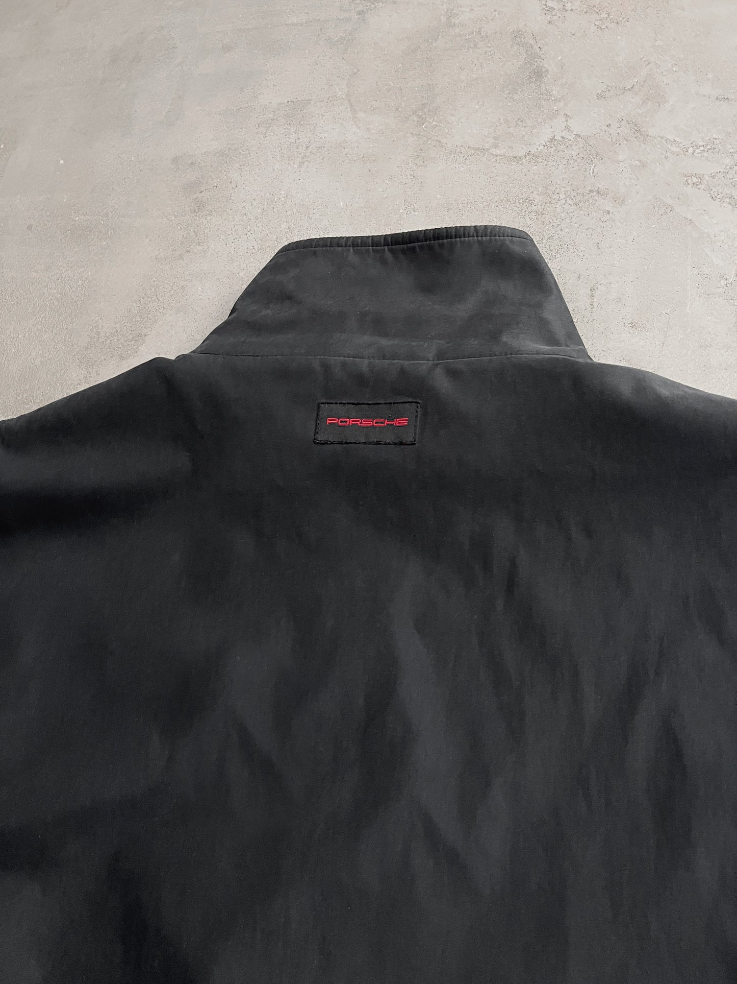 BLACK PORSCHE 2 SIDE REVERSIBLE JACKET - 1990S - L/XL