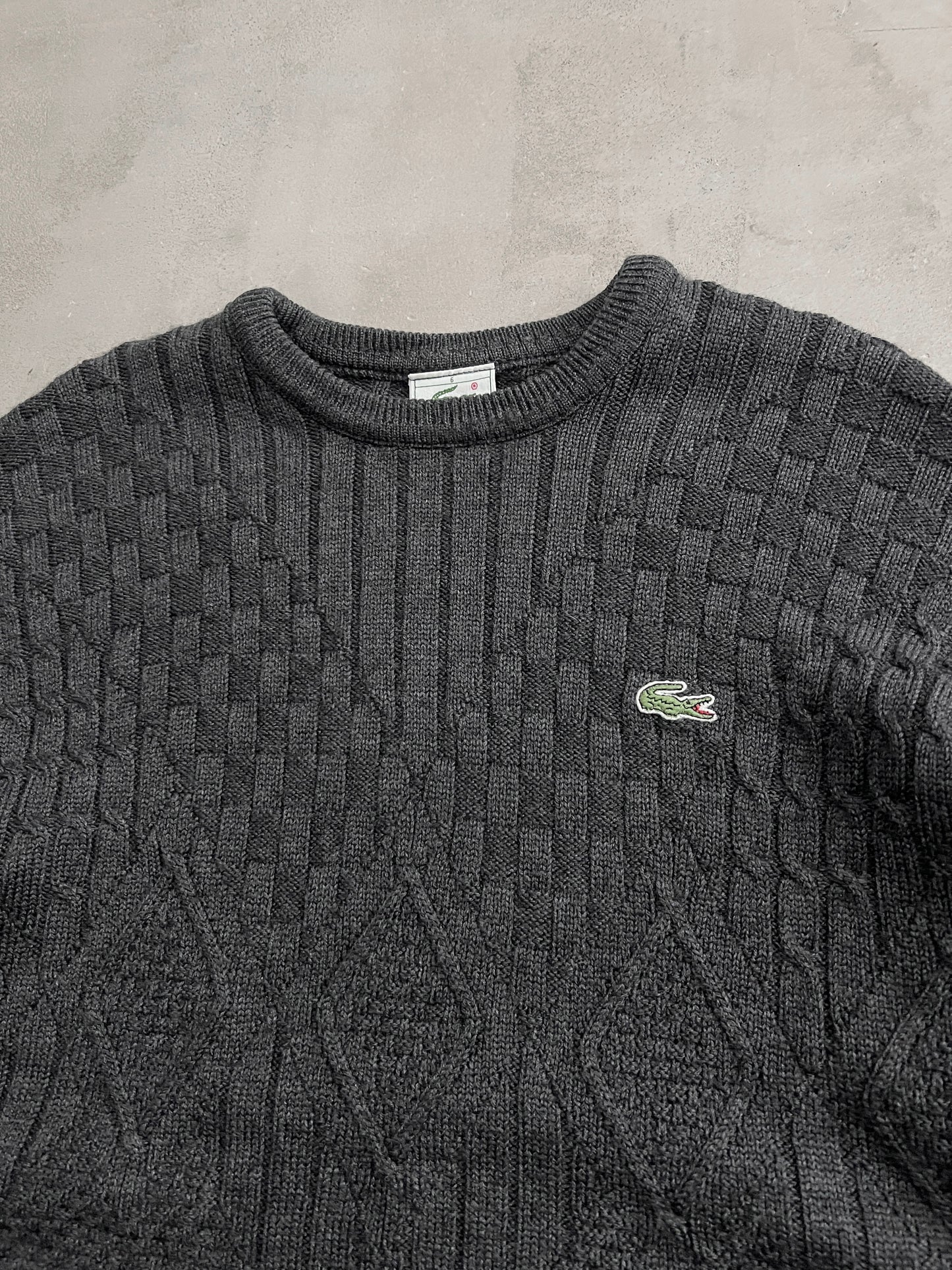 GREY LACOSTE KNIT SWEATER - 2000S - L