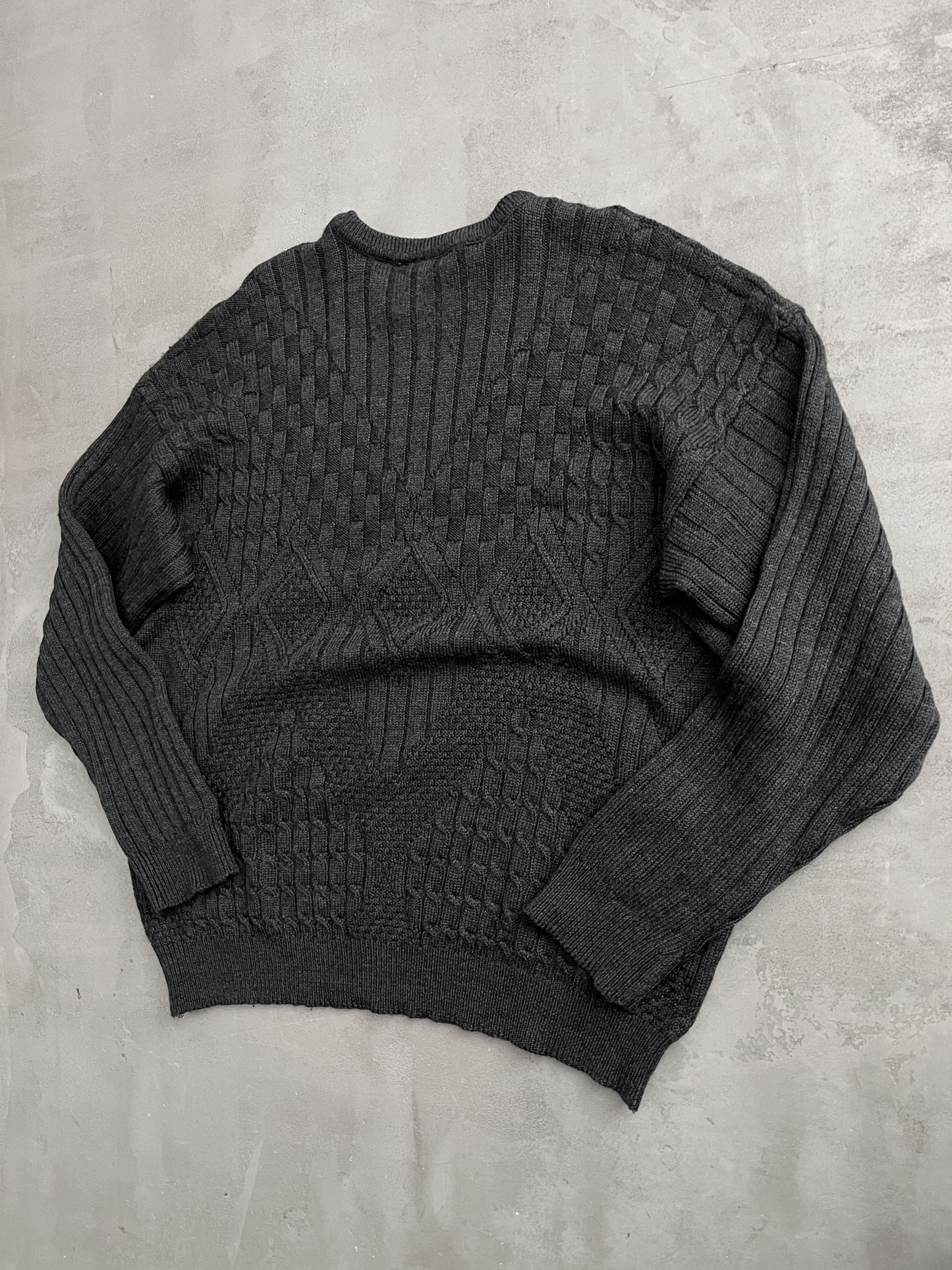 GREY LACOSTE KNIT SWEATER - 2000S - L