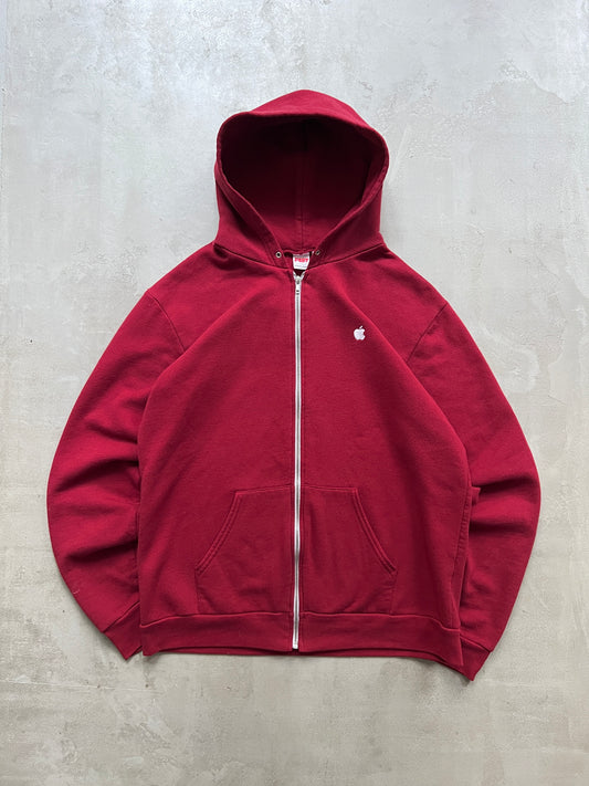 DARK RED APPLE PROMO ZIP UP HOODIE - 1990S - L