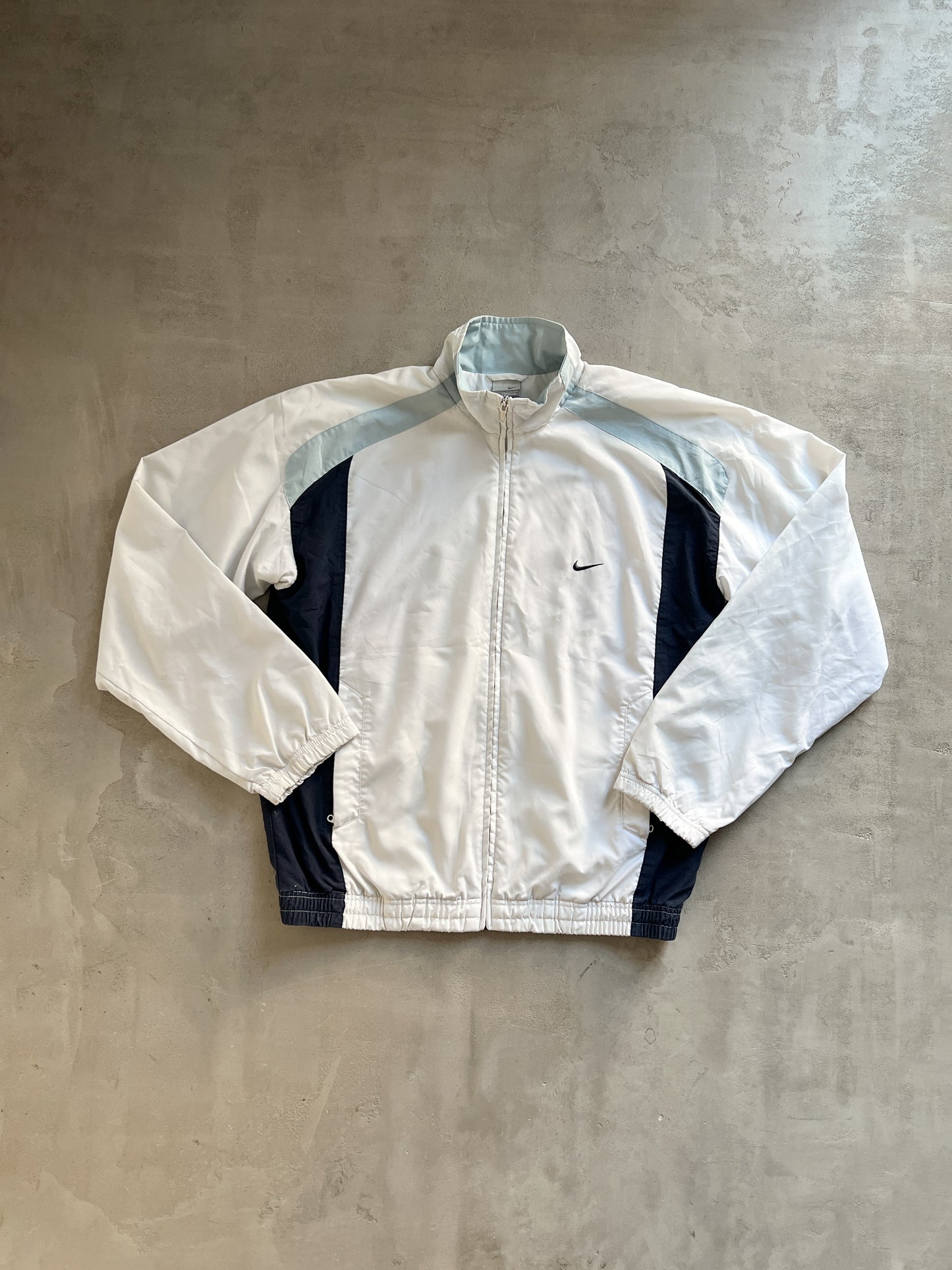 WHITE/BABY BLUE NIKE TRACK JACKET - 2000S - M