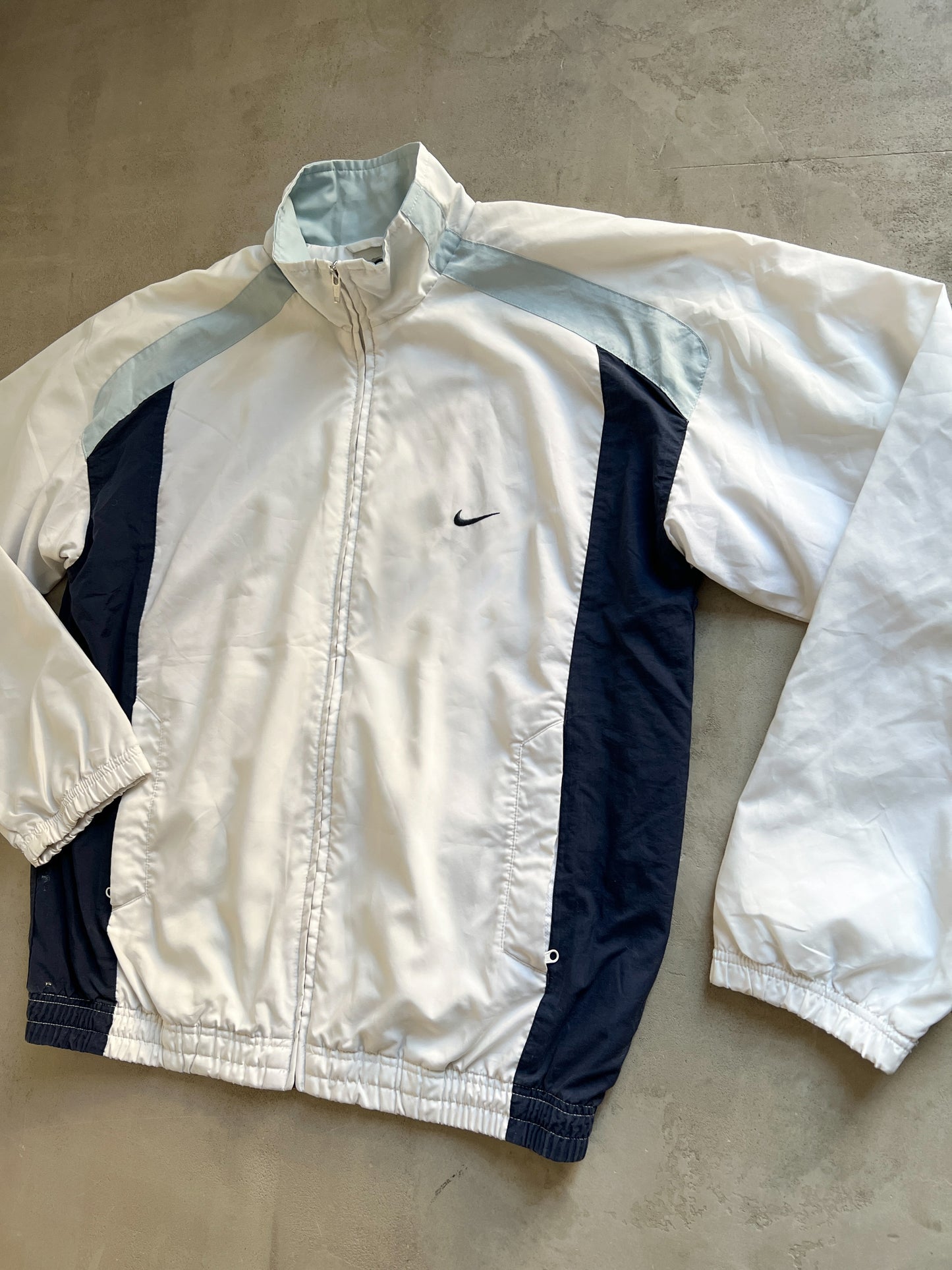 WHITE/BABY BLUE NIKE TRACK JACKET - 2000S - M