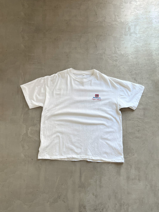 WHITE NOKIA TEE - 1990S - L