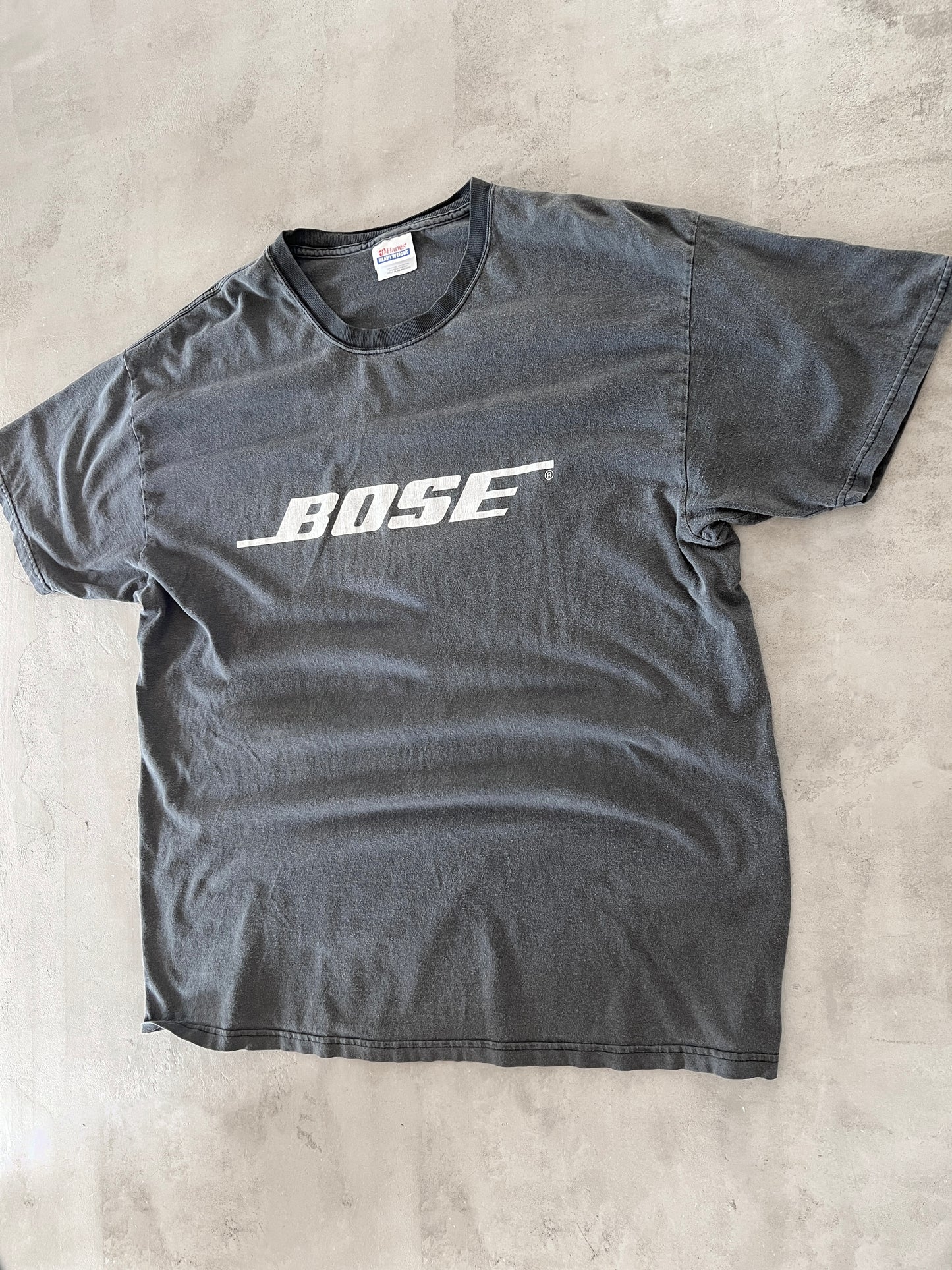 FADED BLACK/GREY BOSE TEE - 1990S - XL