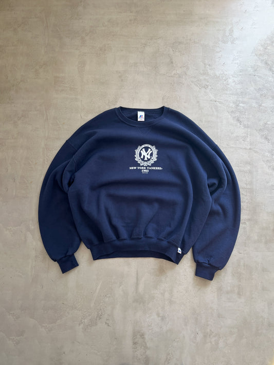 NAVY YANKEES RUSSELL SWEATER - 1990S - XL/XXL