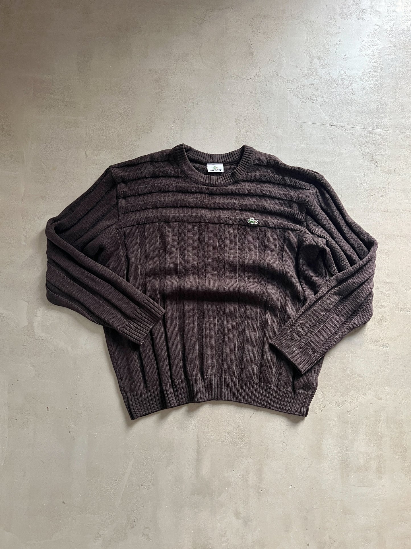 MOCHA LACOSTE KNIT SWEATER - 2000S - M/S