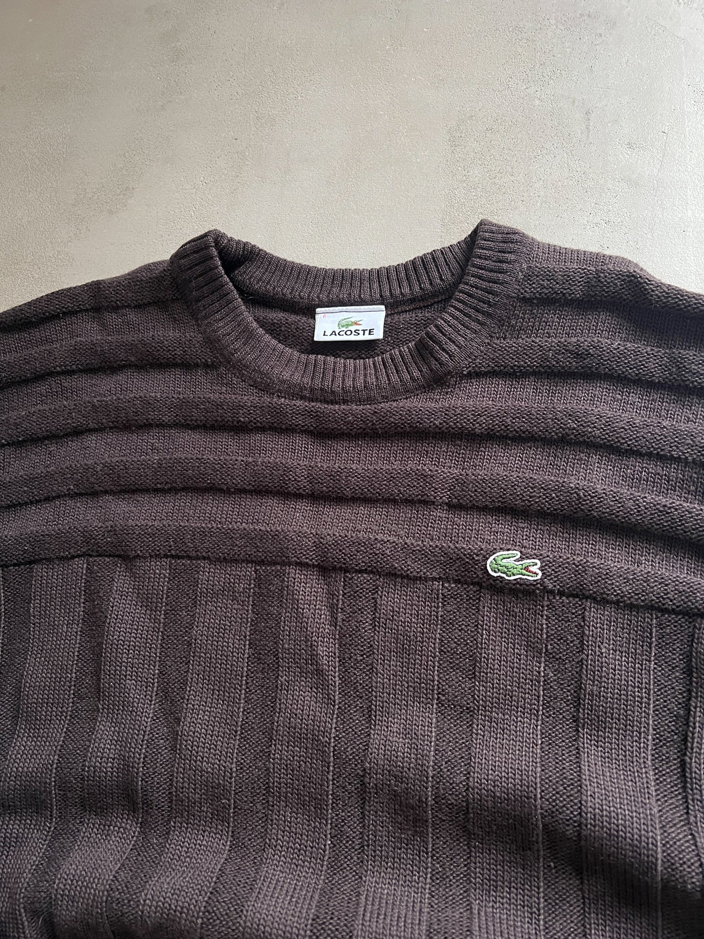 MOCHA LACOSTE KNIT SWEATER - 2000S - M/S