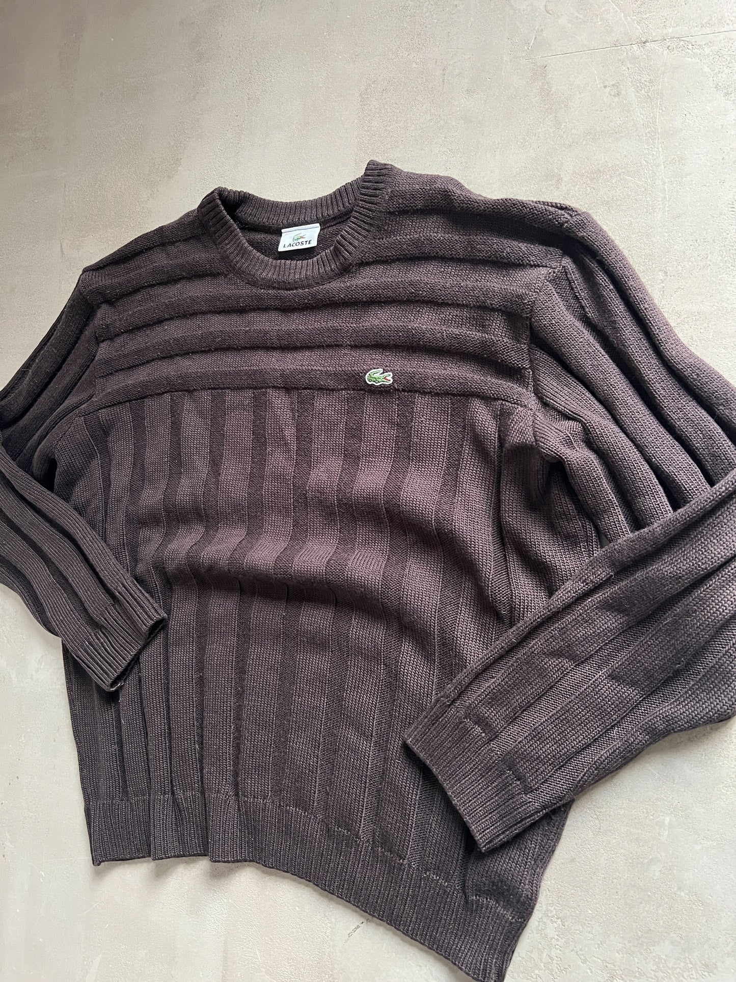 MOCHA LACOSTE KNIT SWEATER - 2000S - M/S