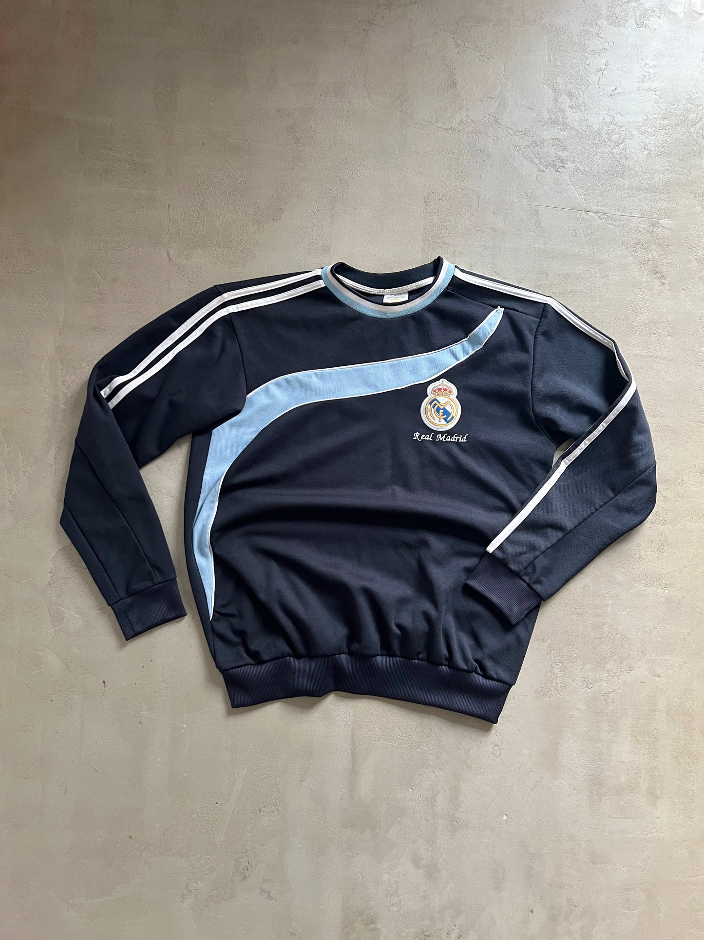 NAVY/BABY BLUE REAL MADRID SWEATER - 2000S - M