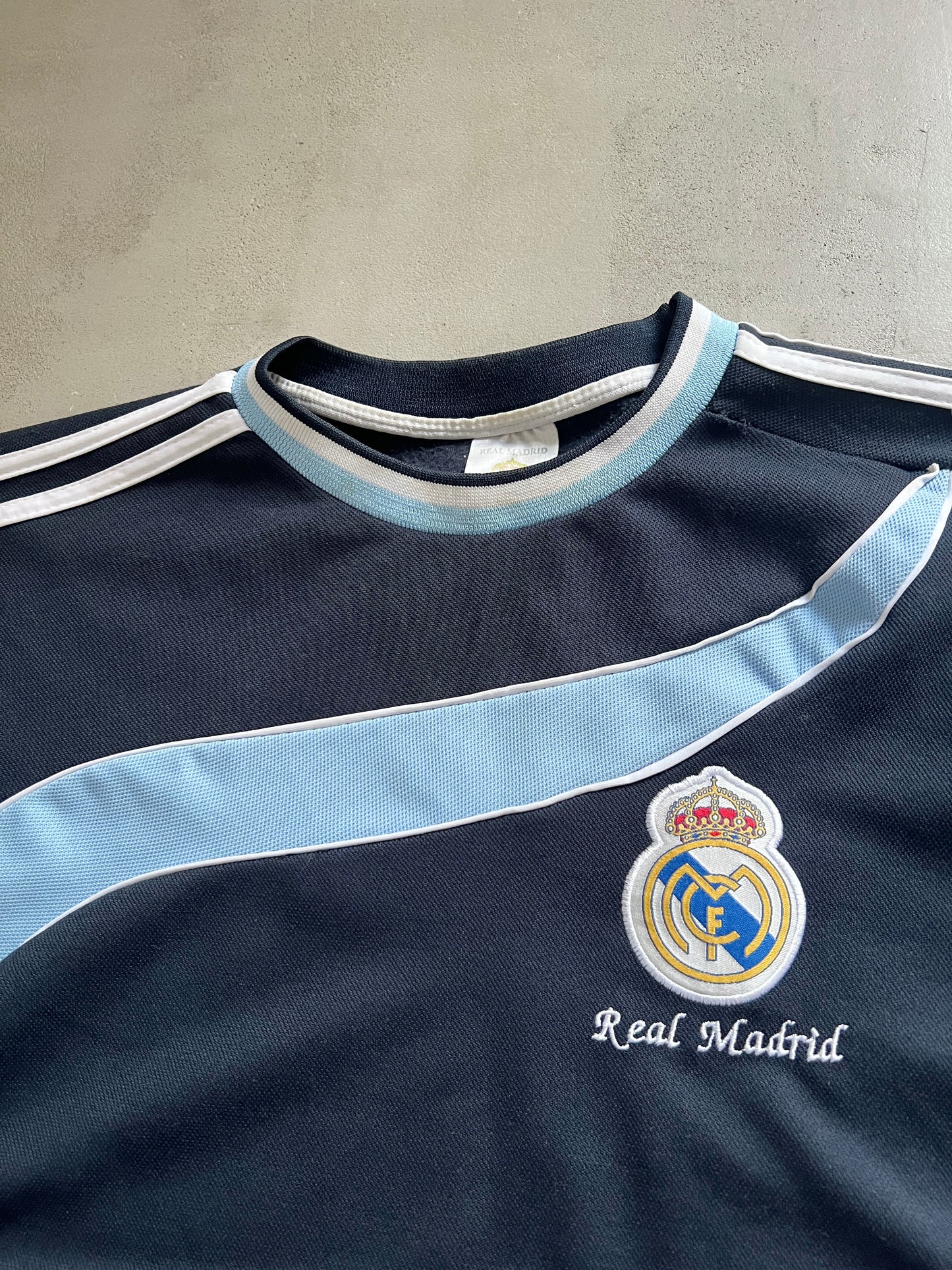 NAVY/BABY BLUE REAL MADRID SWEATER - 2000S - M