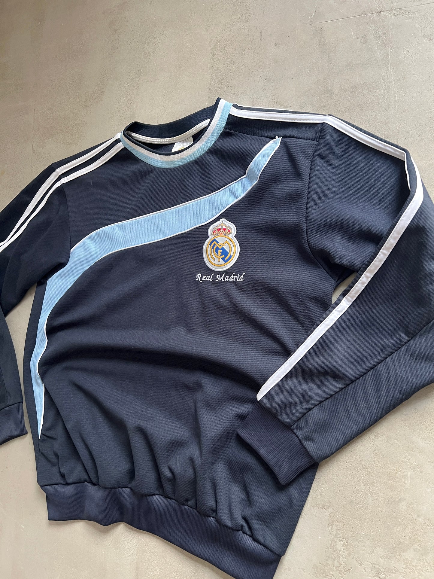 NAVY/BABY BLUE REAL MADRID SWEATER - 2000S - M