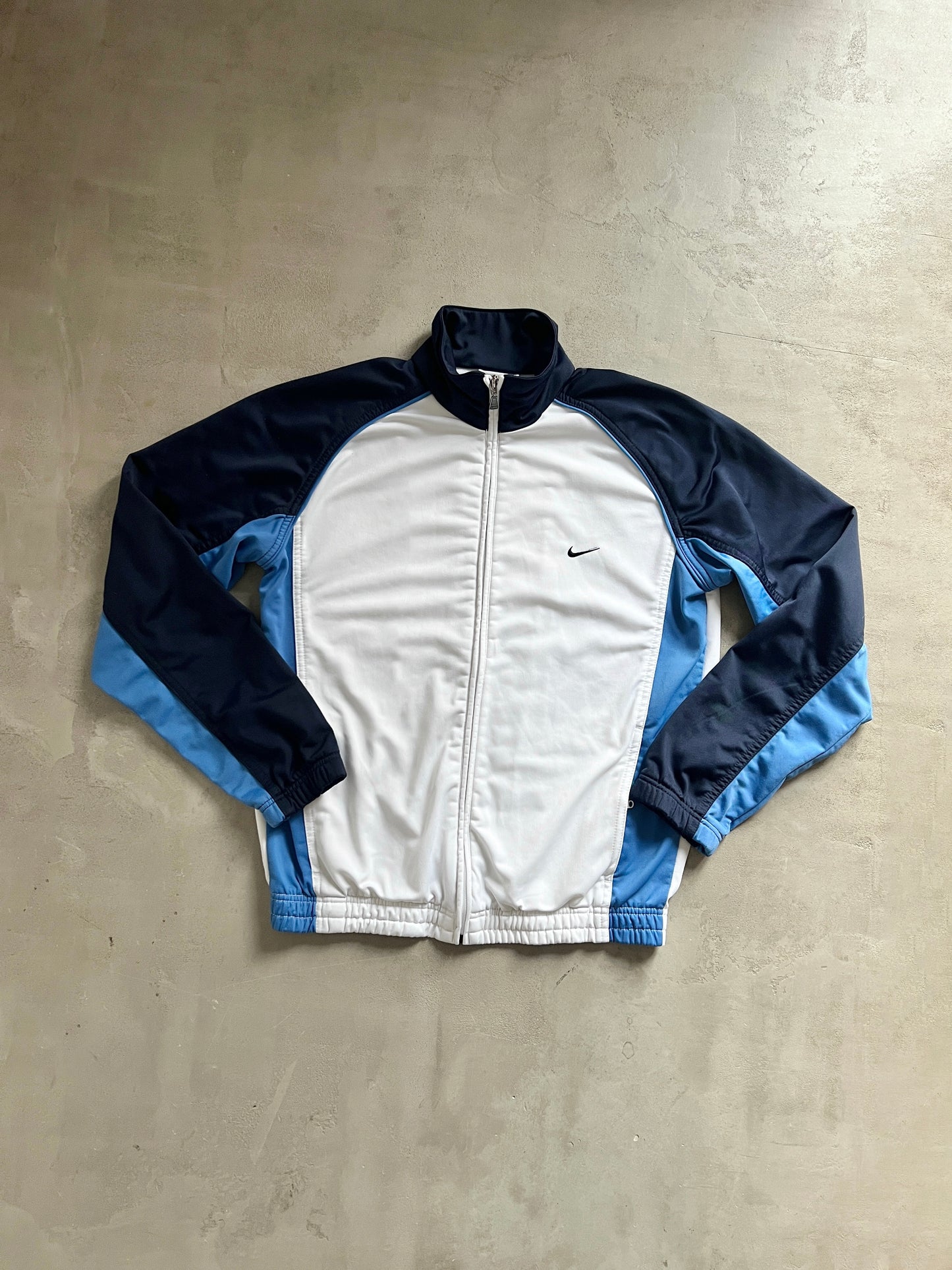 WHITE/BLUE NIKE TRACK JACKET - 2000S - M