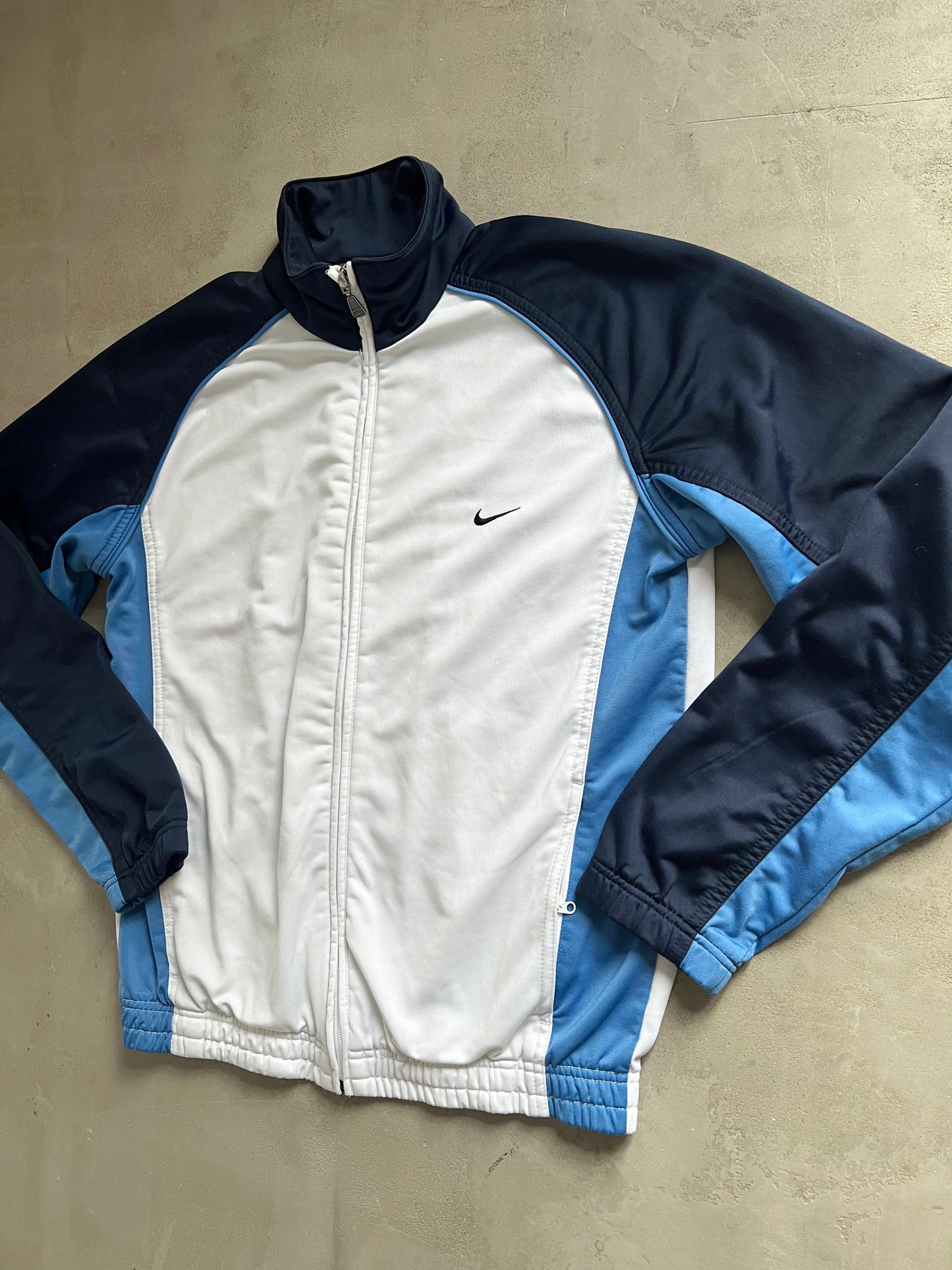 WHITE/BLUE NIKE TRACK JACKET - 2000S - M