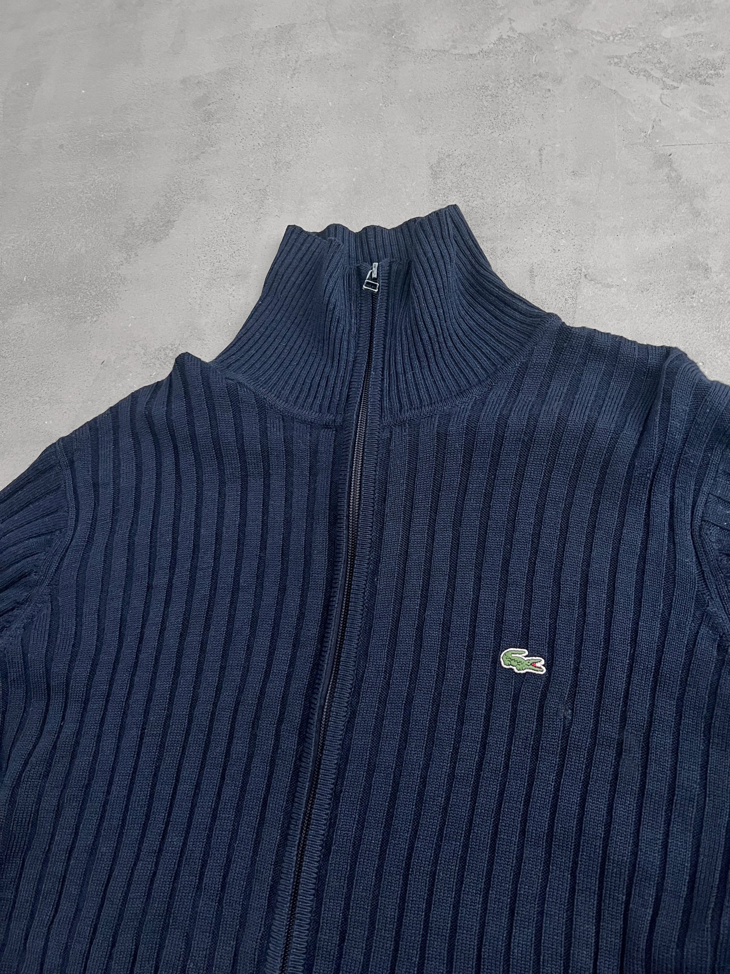 NAVY LACOSTE KNIT JACKET - 2000S - L