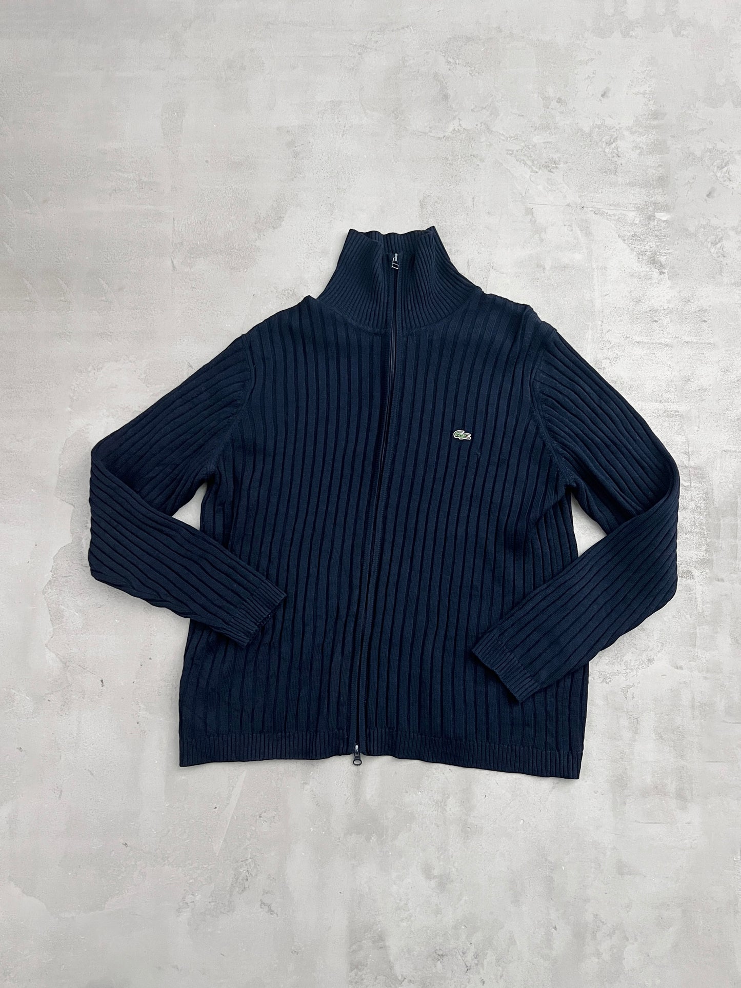 NAVY LACOSTE KNIT JACKET - 2000S - L