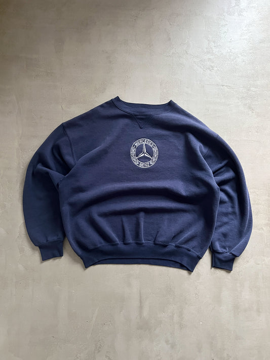 NAVY MERCEDES BENZ SWEATER - 1990S - L