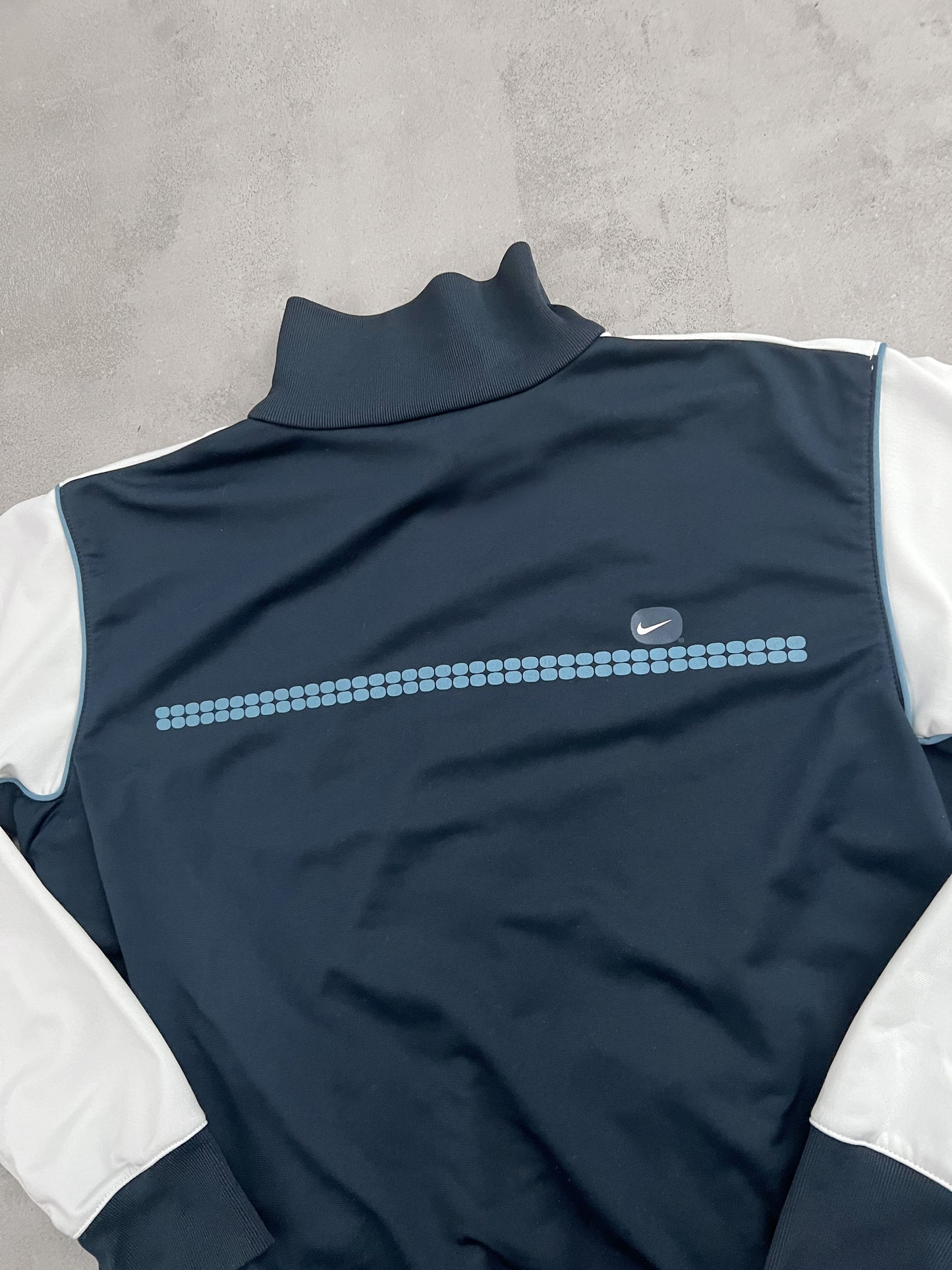WHITE/NAVY NIKE TRACK JACKET - 2000S - S