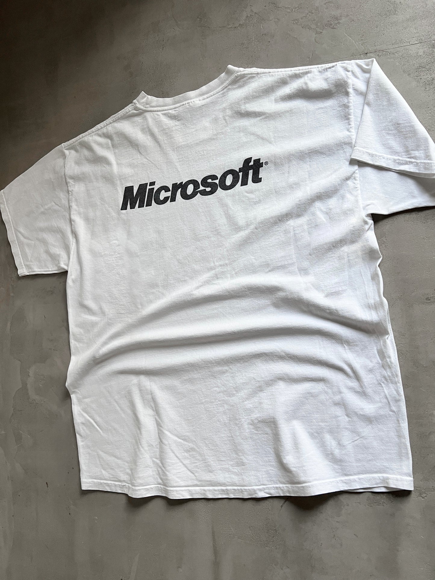 WHITE MICROSOFT PROMO TEE - 1990S - XL
