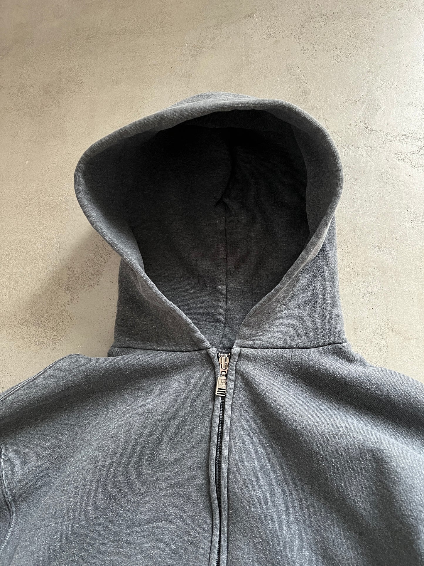 ASH GREY RUSSELL ATHLETIC ZIP UP HOODIE - 1990S - L/M