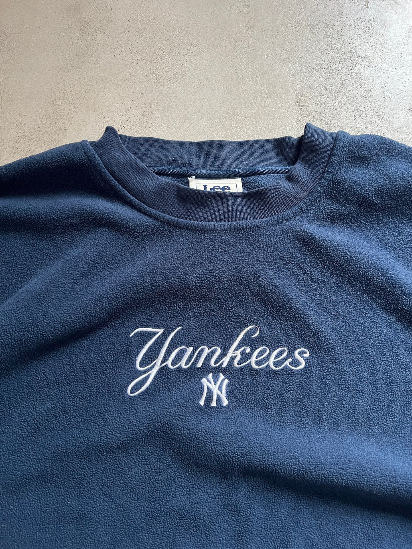 NAVY YANKEES FLEECE SWEATER - 1990S - L/XL