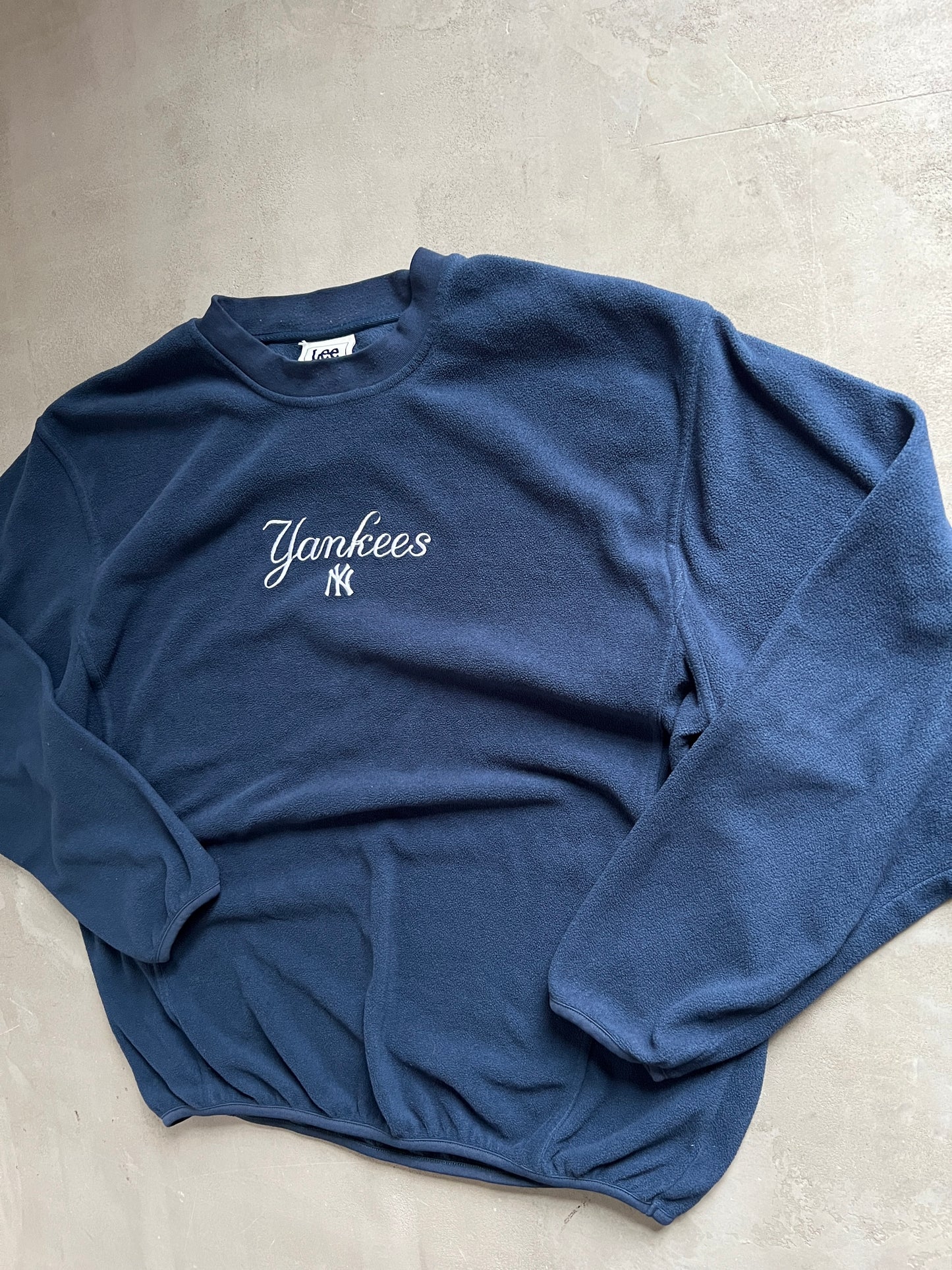 NAVY YANKEES FLEECE SWEATER - 1990S - L/XL