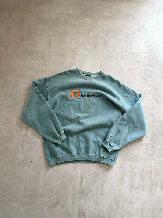 TEAL MICROSOFT WINDOWS SWEATER - 2000S - L/XL
