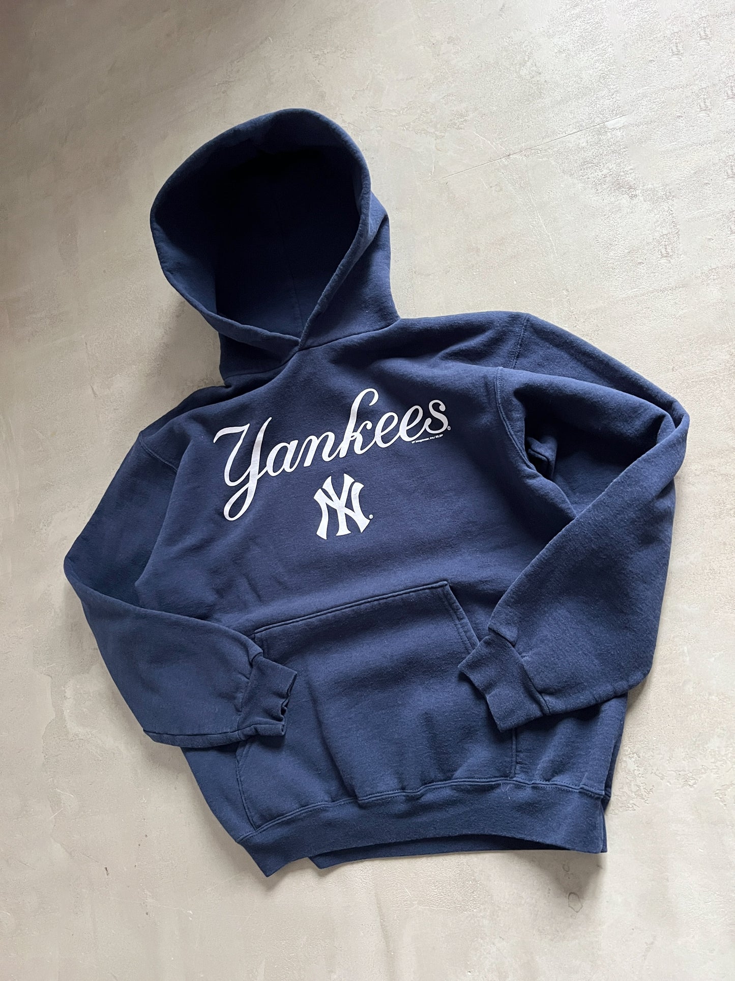 NAVY YANKEES MLB HOODIE - 1990S - M