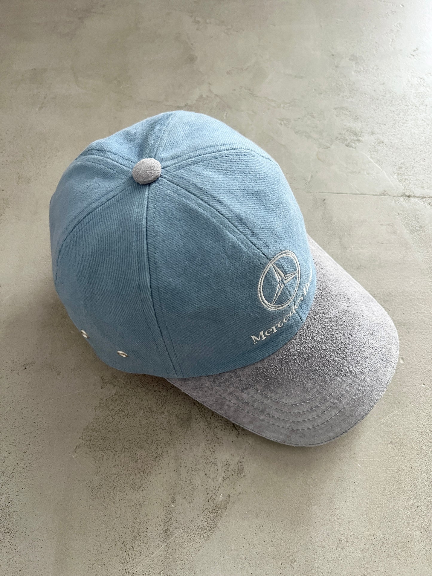 BABY BLUE/GREY MERCEDES BENZ CAP - 1990S