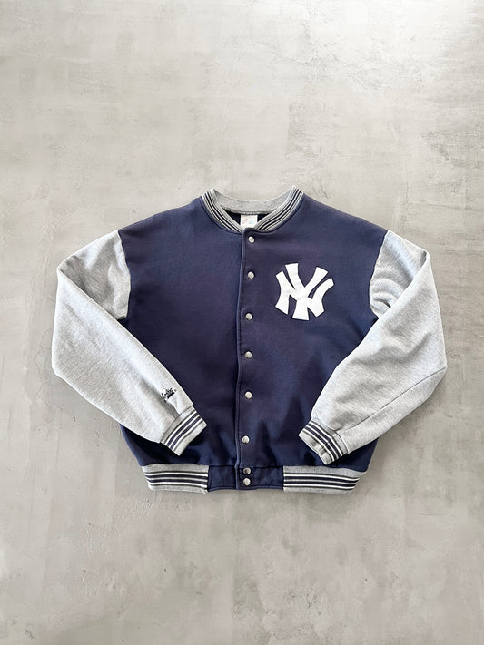NAVY/GREY YANKEES JACKET - 1990S - M