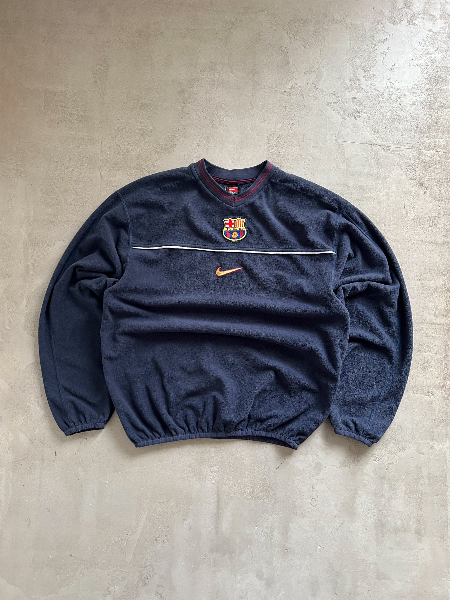 NAVY FC BARCELONA FLEECE SWEATER - 1990S - M