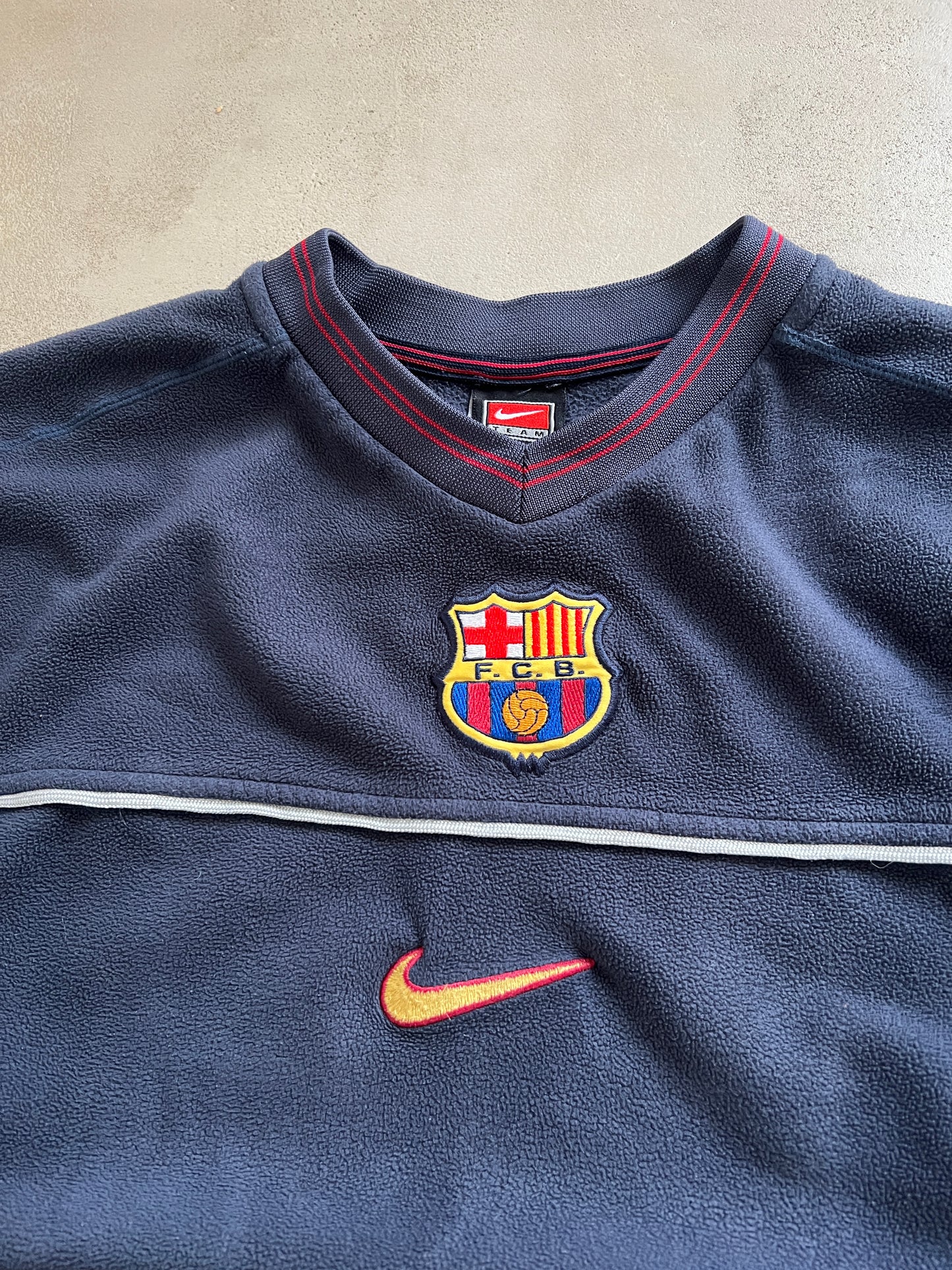 NAVY FC BARCELONA FLEECE SWEATER - 1990S - M