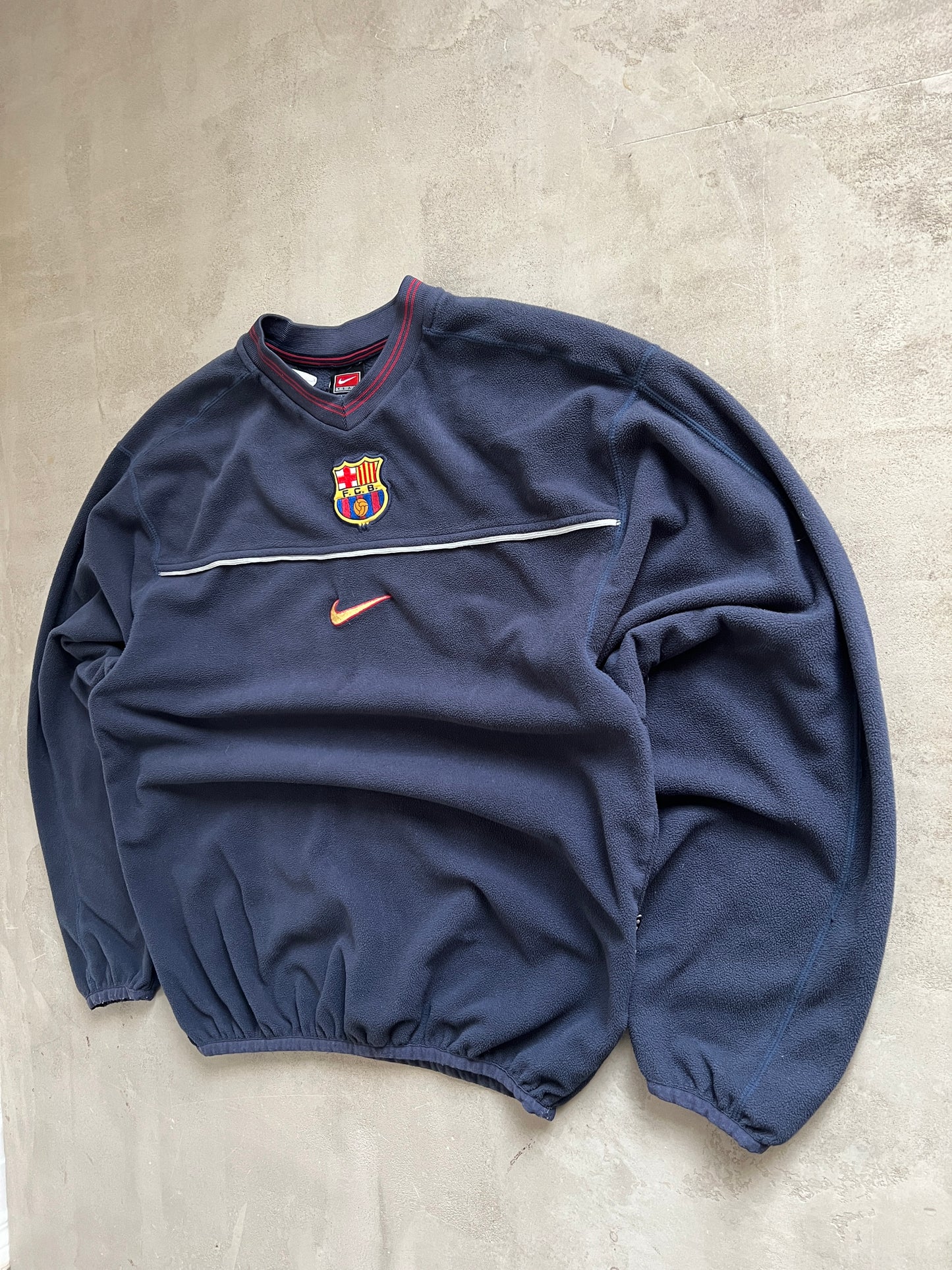 NAVY FC BARCELONA FLEECE SWEATER - 1990S - M