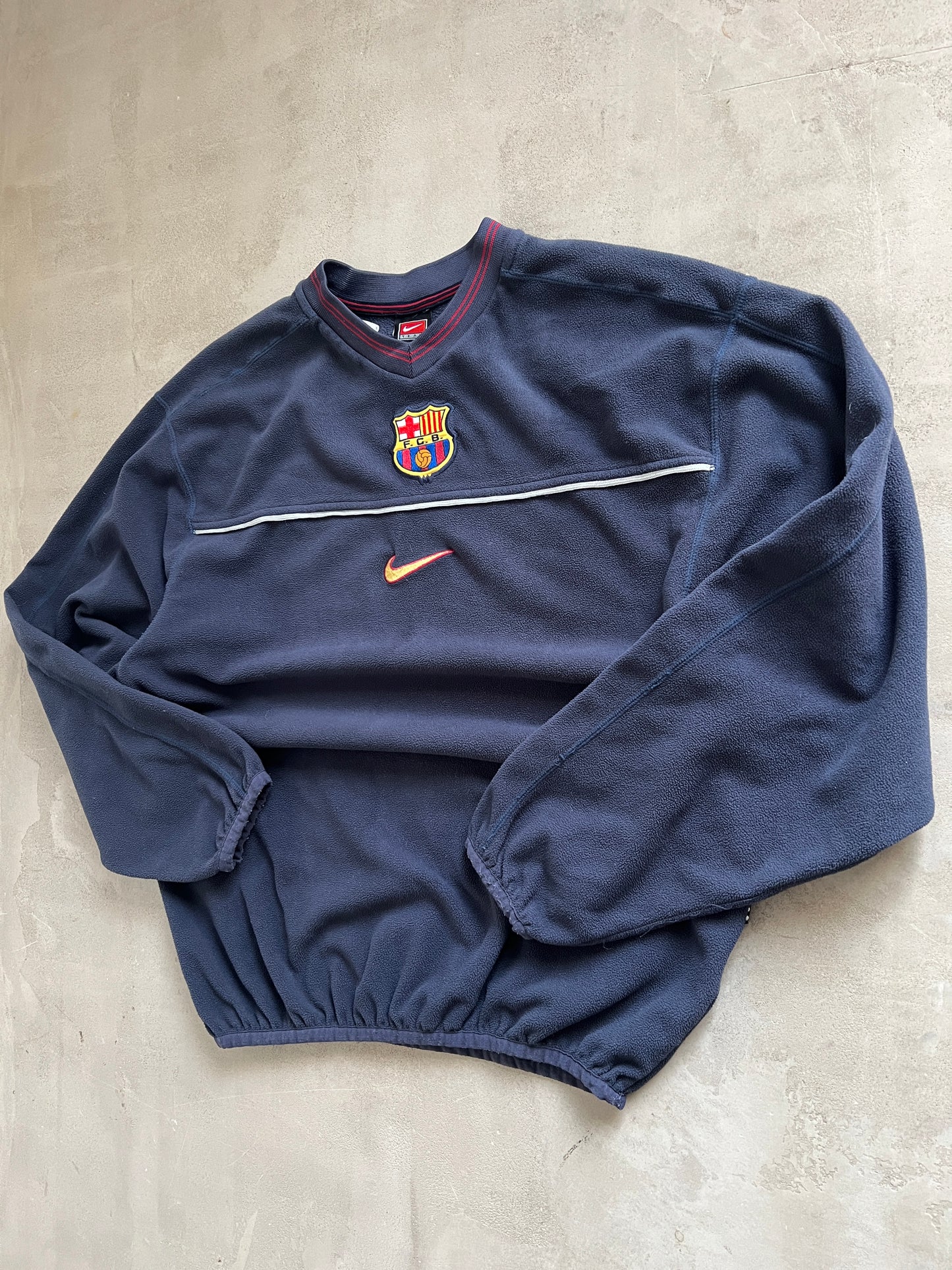 NAVY FC BARCELONA FLEECE SWEATER - 1990S - M